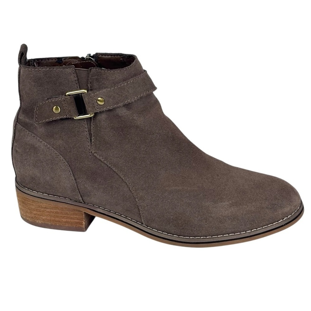 BLONDO LUCA DARK TAUPE SUEDE LEATHER WATERPROOF ANKLE ZIP BOOT BOOTIES